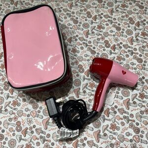 Eva NYC Broken Heart Mini Hair Dryer Set with Travel Case and Attachments - Pink
